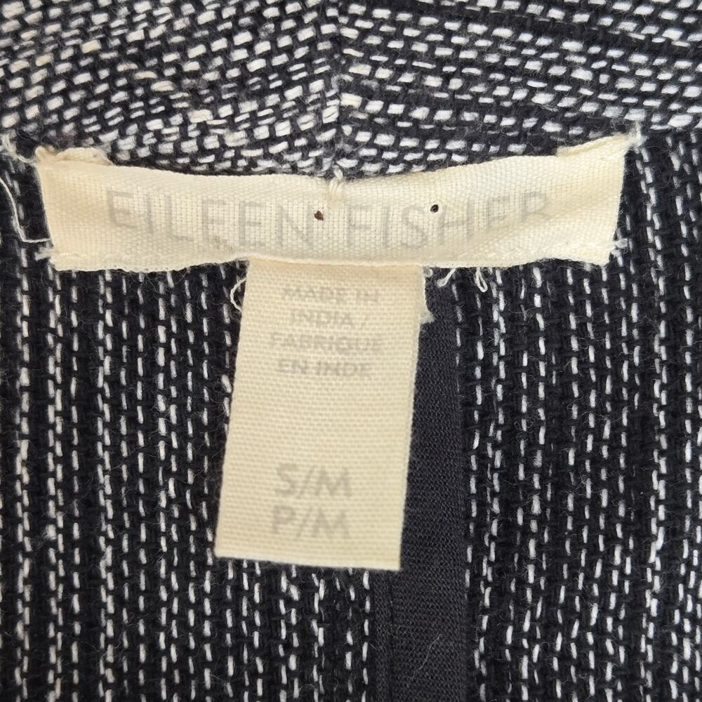 Eileen Fisher Long Cardigan Sweater Small Medium Black Gray Organic Cotton - Picture 6 of 9